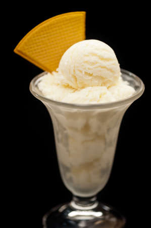 Vanilla ice cream in a tall glassの写真素材