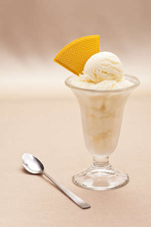 Vanilla ice cream in a tall glassの写真素材