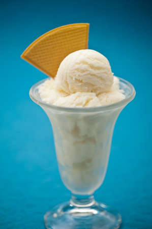 Vanilla ice cream in a tall glassの写真素材