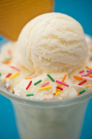 Vanilla ice cream in a tall glassの写真素材