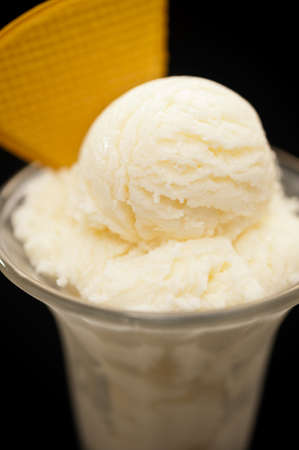 Vanilla ice cream in a tall glassの写真素材