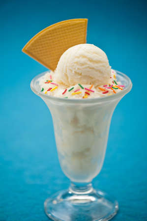 Vanilla ice cream in a tall glassの写真素材