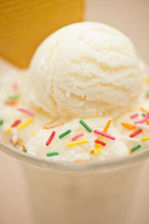 Vanilla ice cream in a tall glassの写真素材