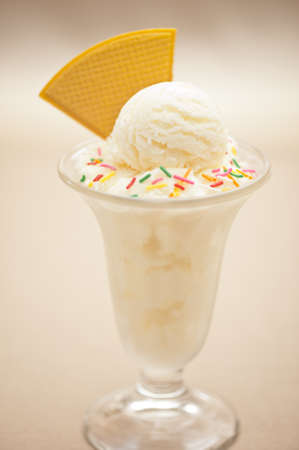 Vanilla ice cream in a tall glassの写真素材