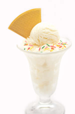 Vanilla ice cream in a tall glassの写真素材