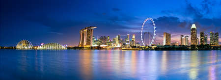 Singapore  in twilight a view into Marina Bayのeditorial素材