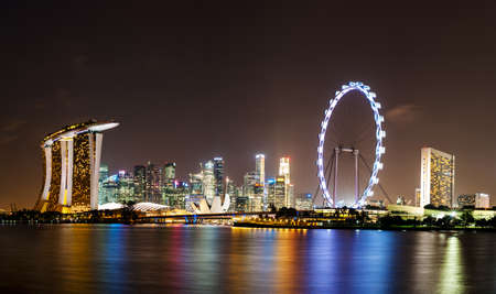 Singapore by night a view into Marina Bayのeditorial素材