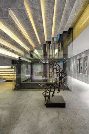 Stair case of an clubhouse bright illuminatedの写真素材