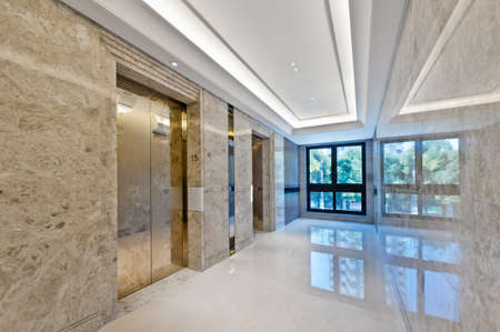 Lift lobby in beautiful marble without peopleの写真素材