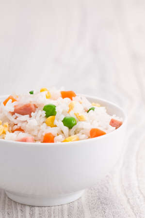 One Bowl of Fried Rice over a bright surfaceの写真素材