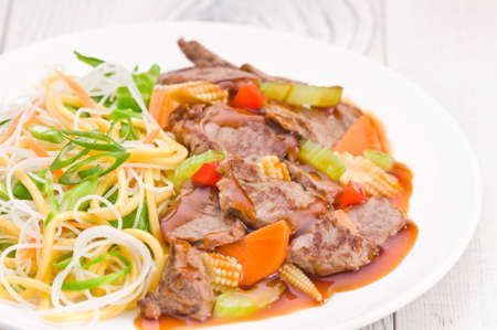 South Chinese Hongkong Cantonese Beef with Noodlesの写真素材