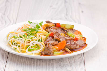 South Chinese Hongkong Cantonese Beef with Noodlesの写真素材