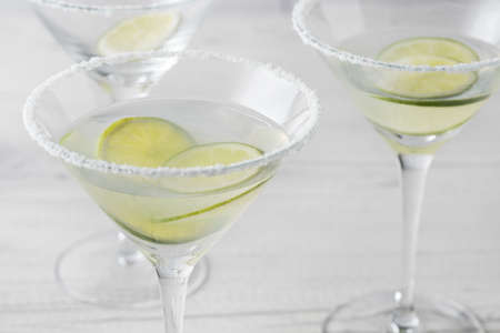 Fresh home made Margarita cocktails with limeの写真素材