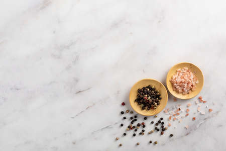 Himalayan Salt and red as well black pepper cornの写真素材