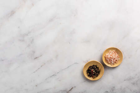 Himalayan Salt and red as well black pepper cornの写真素材