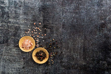 Himalayan Salt and red as well black pepper cornの写真素材