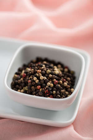 Himalayan Salt and red as well black pepper cornの写真素材