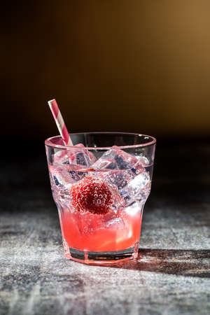 Shirley Strawberry Ginger mocktail a refreshing summer drinkの写真素材