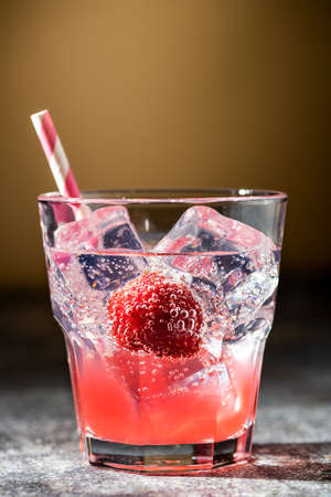Shirley Strawberry Ginger mocktail a refreshing summer drinkの写真素材