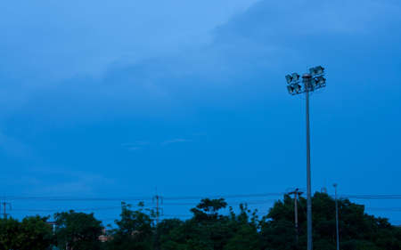 lamp lighting for stadium of night,lamp on the blue skyの写真素材