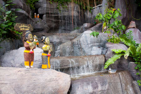 the waterfall in the garden , the waterfall is relax in holiday.の写真素材