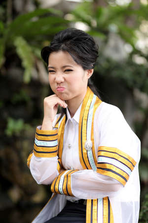 the woman smile in congratulations day,thai congratulations day, woman thai.の写真素材