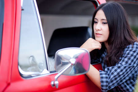 portrait asian girl.beauty portrait asian girl outdoor.