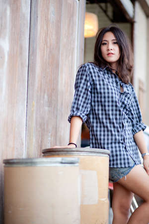 portrait asian girl.beauty portrait asian girl outdoor.の写真素材