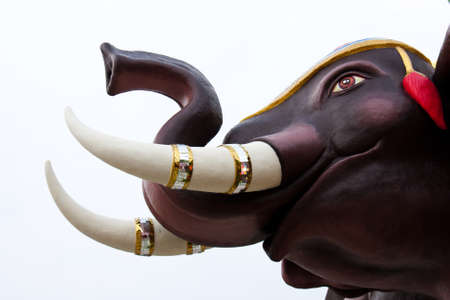 Three-headed elephant statue. Hindu religious expression. Religious identity.