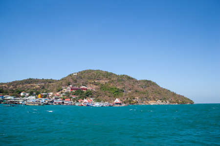 Ko Si Chang island in Thailand. Travel by sea. Sea and sky blue colors.