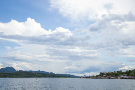 River sky and the mountain scenery nature. In rural areas is clear.