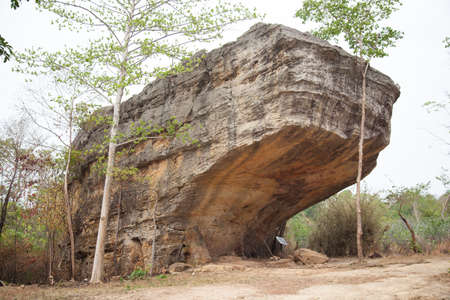 Large rock. The park area. A large stone across the arid region.の写真素材