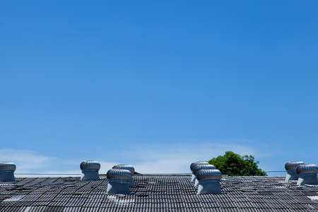 system cooling fan. Installed on the roof of the factory.の写真素材