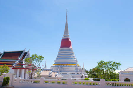 Large white pagoda. Buddhism Buddhism the larger structure.