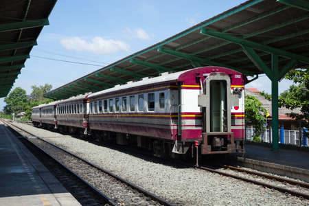 Passenger trains. Parked in the train station. For passenger travel.のeditorial素材