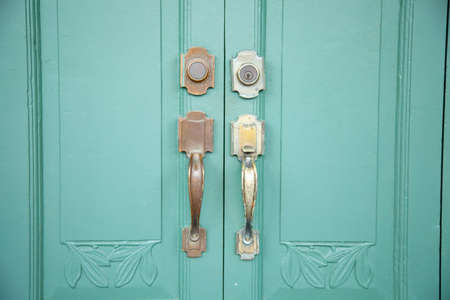 handle for opening the door. Installed on the green.の写真素材