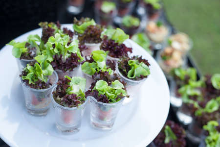 Cocktail dresses food placed on the table a small cup.の写真素材