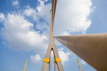Rama VIII Bridge In daytime cloud covered sky.