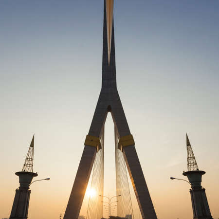 Rama VIII Bridge in the morning The sky was bright sunlight.の写真素材