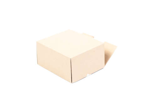 Brown paper box on white background. Rectangular paper box on a white background. Can be deployed...