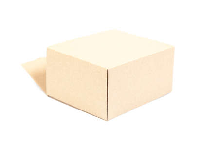 Brown paper box on white background. Rectangular paper box on a white background. Can be deployed easily.の写真素材