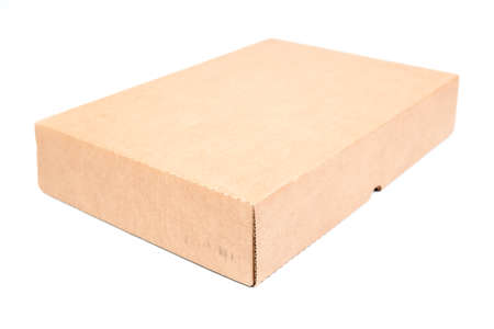 Brown paper box on white background. Rectangular paper box on a white background. Can be deployed...
