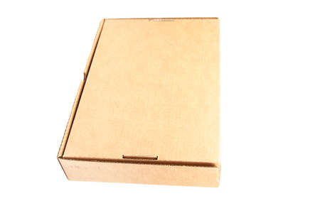 Brown paper box on white background. Rectangular paper box on a white background. Can be deployed...