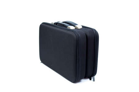 Two black briefcase on white isolated background.packshot on studio.の写真素材