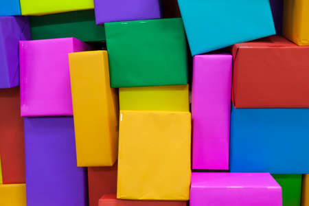 multi-colored paper. Cardboard box lined with colorful place.の写真素材