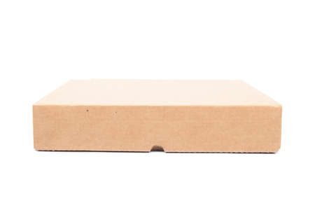 One brown carton on white isolated background. box on white isolated background.の写真素材