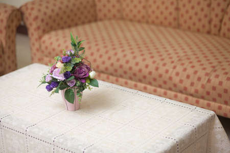 Vase of flowers on the table Colorful flowers in a vase.の写真素材