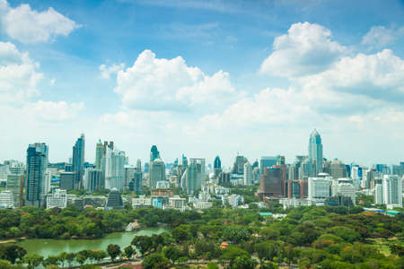 Bangkok city in day. In city\'s tallest building Area of the park. During the daytime the weather and clear.の写真素材