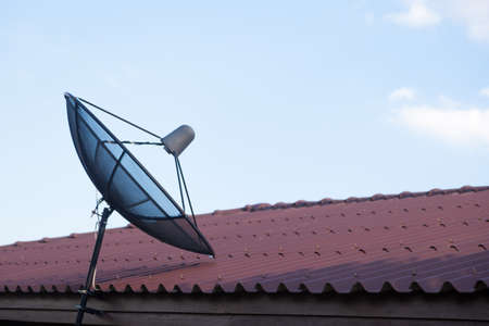 Satellite TV Mounted on the roof To receive TV signals sent.の写真素材