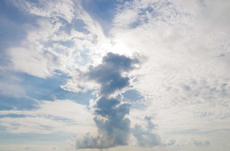 Clouds and sky in the afternoon. Clouds gathered in the sky, blocking the sun.の写真素材